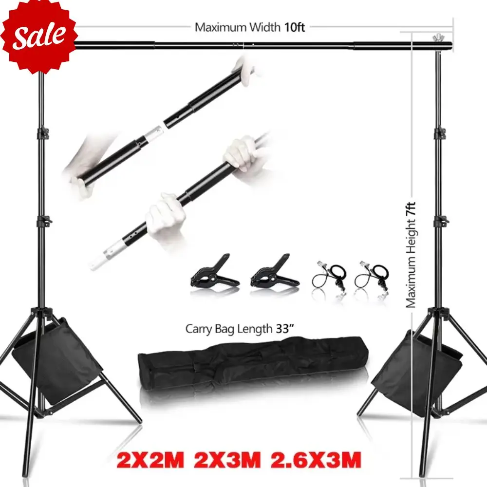 2x3m Stand Background for Backdrop Wall Photography Adjustable Support System Photo Frame Studio for Non-Woven Muslin Backdrops