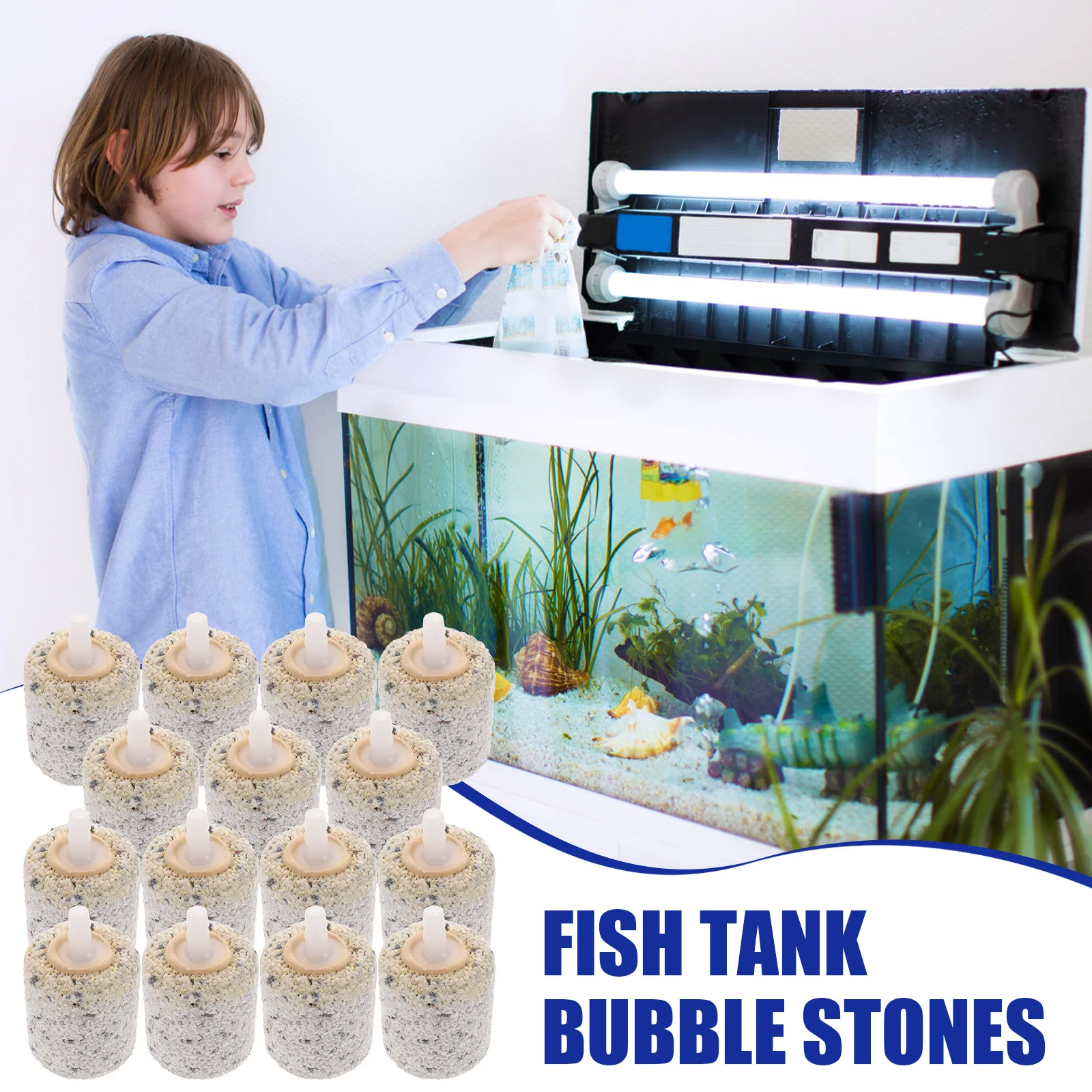 

15Pcs Fish Tank Bubble Stones Air Stone Cylinders Aquarium Air Diffusers Oxygen Pump Accessories Regulator Aquarium