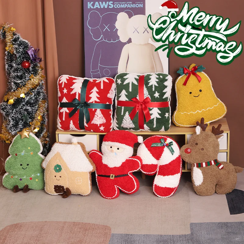 

Рождественская подушка с пряничным человечком, плюшевая подушка Санта-Клауса для дивана-кровати, домашний декор, декоративные подушки, праздничные детские новогодние подарки