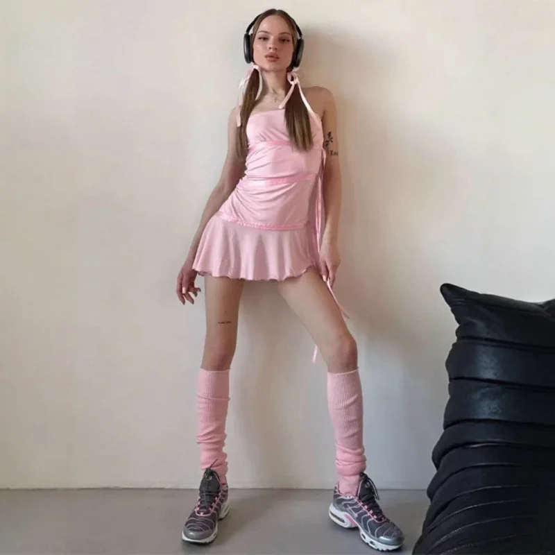 

Сексуальное асимметричное розовое белье с боковыми кружевными вставками, коллекция весна-лето для женщин.