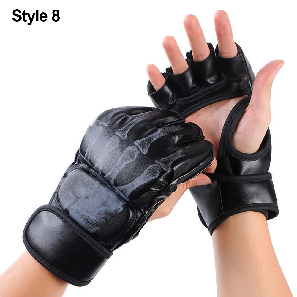 

1Pair Professional Boxing Gloves Leather Cushion Versatile Training Gloves Half Finger Kickboxing Gloves