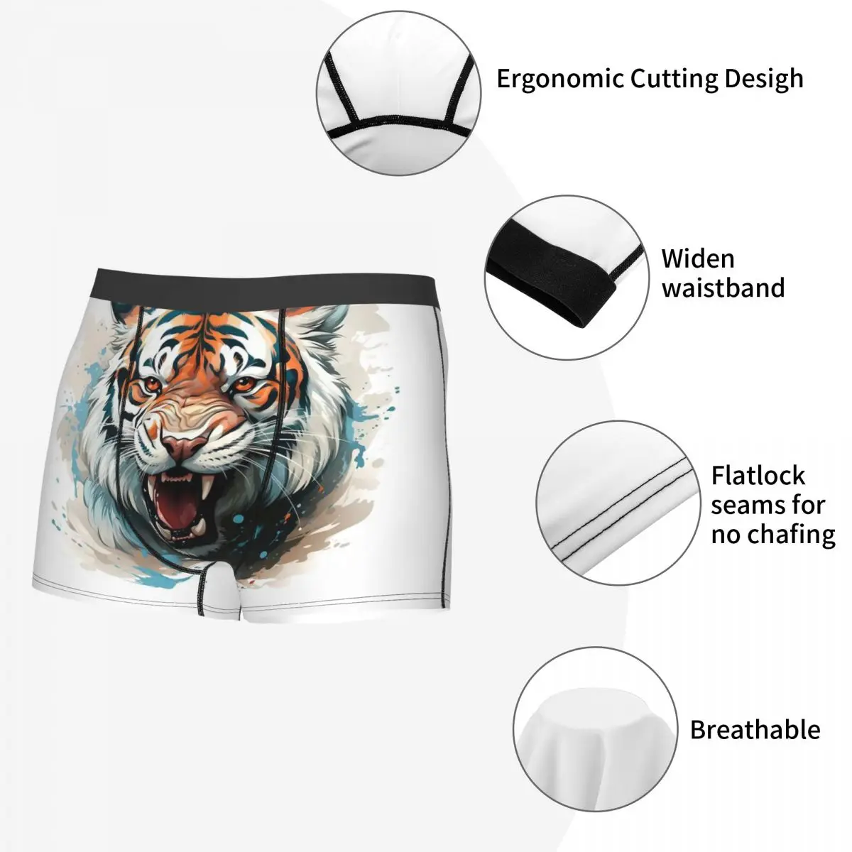 Cool Animals, Lions, Tigers, Mencosy Boxer Briefs,3D printing Underwear, Highly Breathable Top Quality Gift Idea