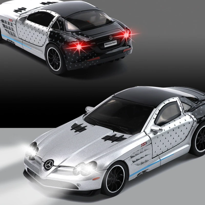 1:32 SLR AMG versión de pintura simulación Diecast Metal aleación modelo coche sonido luz tirar hacia atrás colección niños juguetes regalos