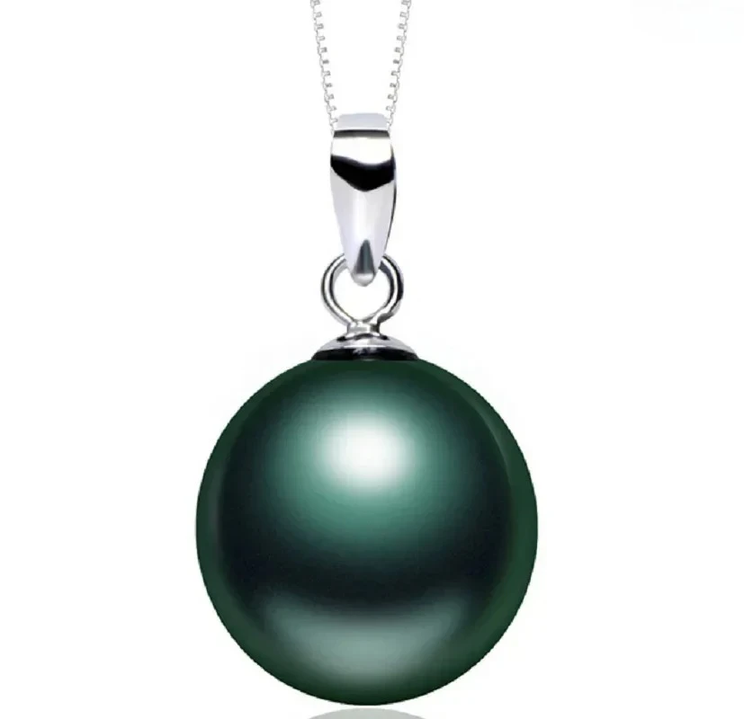 

Подвеска из натурального черного круглого жемчуга павлиньего цвета, 18 дюймов, 11-12 мм