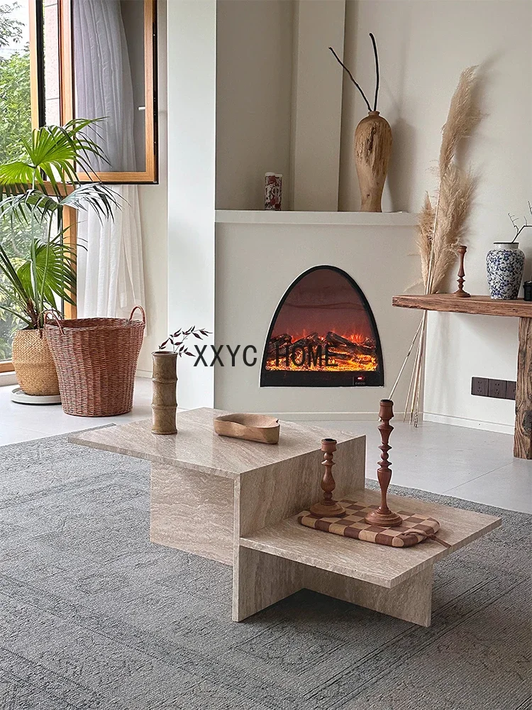 

Natural Cave Stone Tea Table Cyber Celebrity Style Marble Living Room Simple Modern