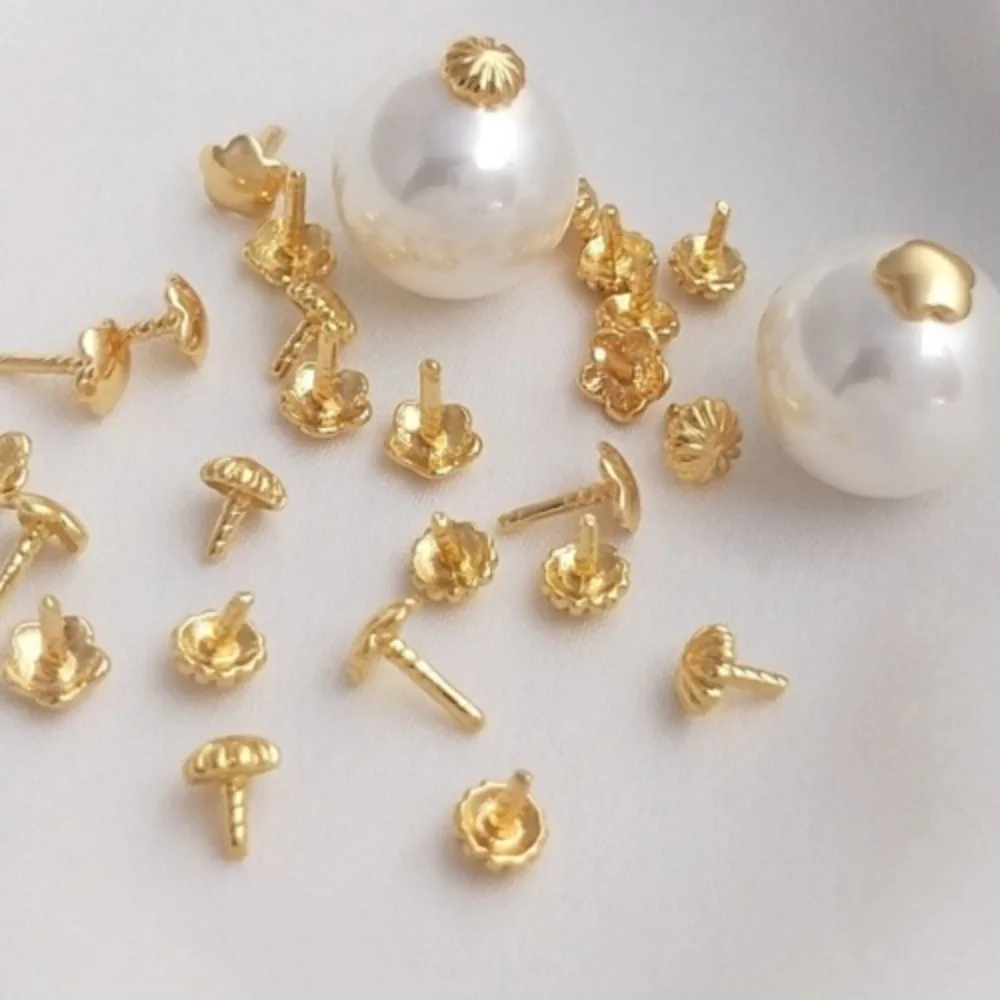 

14-каратное золотого цвета, цветочная бусина, заглушка для волос, ногтей, кристалл, жемчуг, отверстие, головка, шапка из бисера, сделай сам, свободная бусина, круглые ювелирные аксессуары