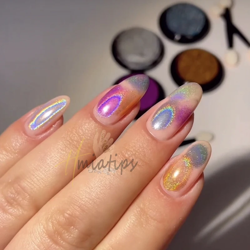 1 caja de polvo de purpurina para uñas, pigmento metálico de colores, copos de esmalte de Gel brillante para decoración de manicura