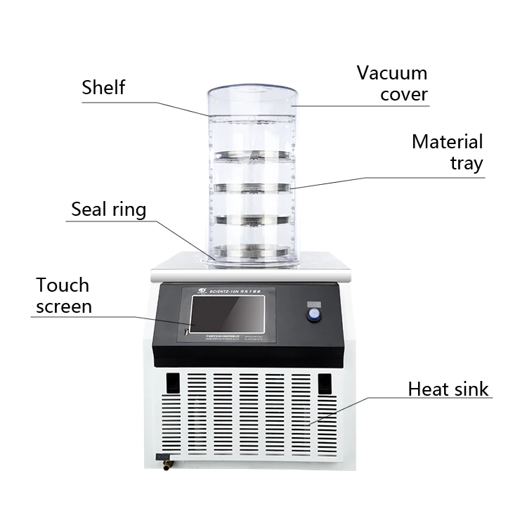 Venta caliente DW-10N fre eze secadora laboratorio alimentos equipo de secado al vacío automático fre eze secadora precio