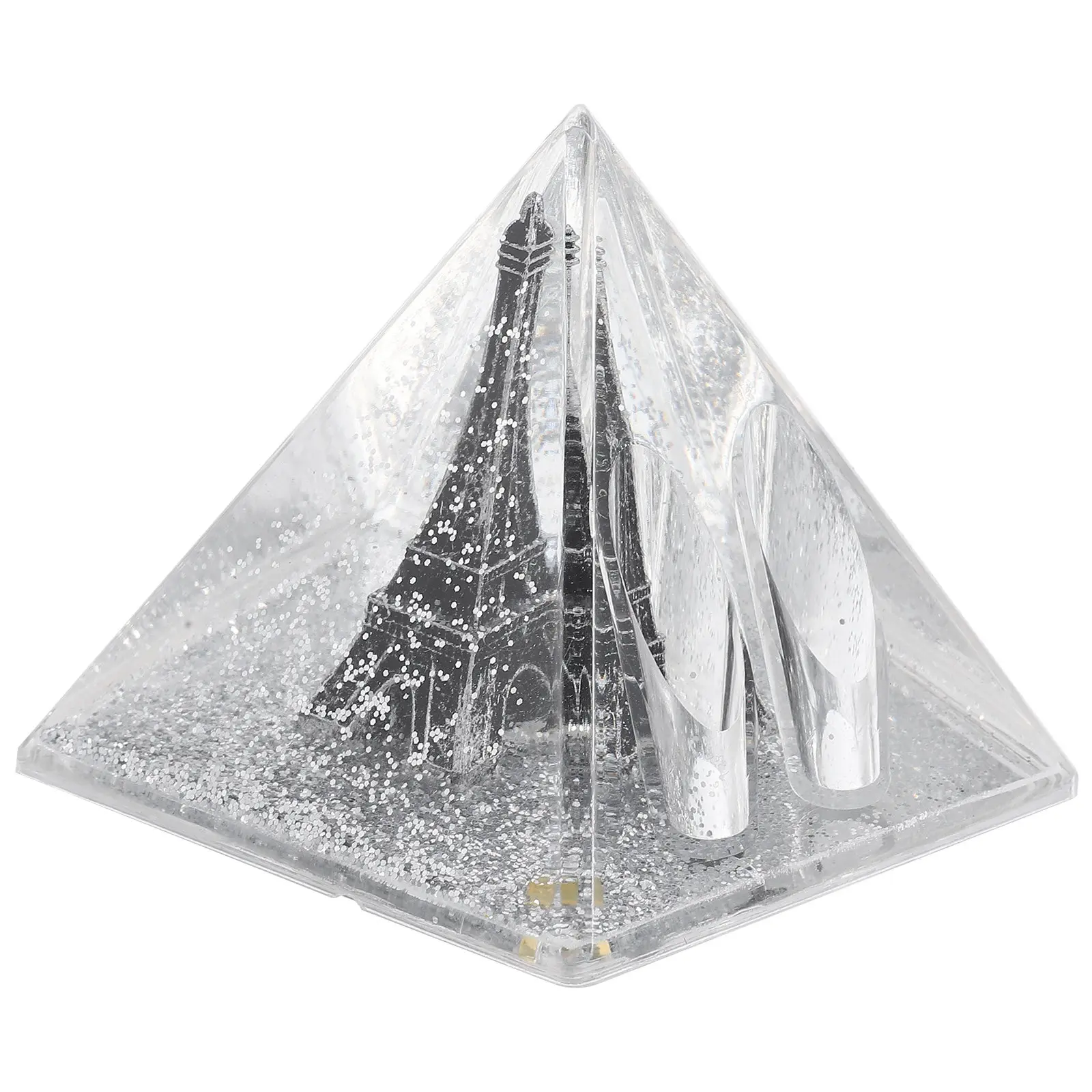 

1Pcs Silver Tower Pen Holder Premium Acrylic Pyramid Desk Organizer Unique Home Office Decor Gift Liquid Floating Design