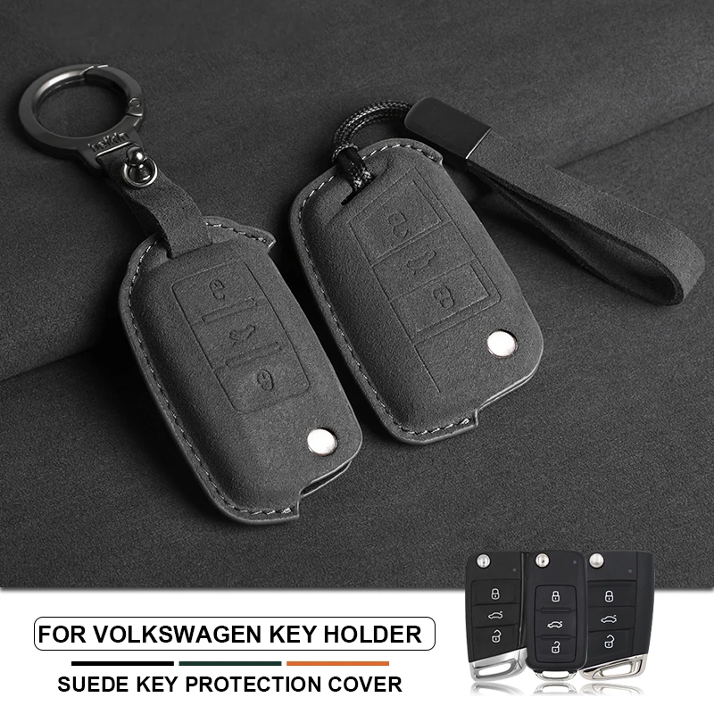 

Suede Car Flip Key Case Cover For VW Polo Passat B6 B7 CC Octavia A7 Kodiaq Seat Leon Golf 7 MK7 VII Tiguan Keychain Accessories
