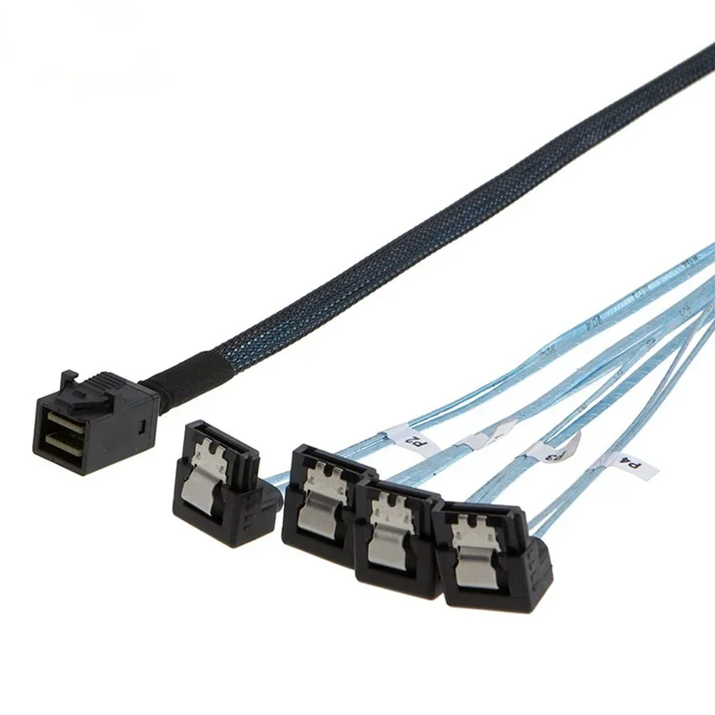 50cm 100cm Mini SAS SFF-8643 Host To 4 SATA 7pinT arget Hard Disk 6Gbps Data Server Raid Cable