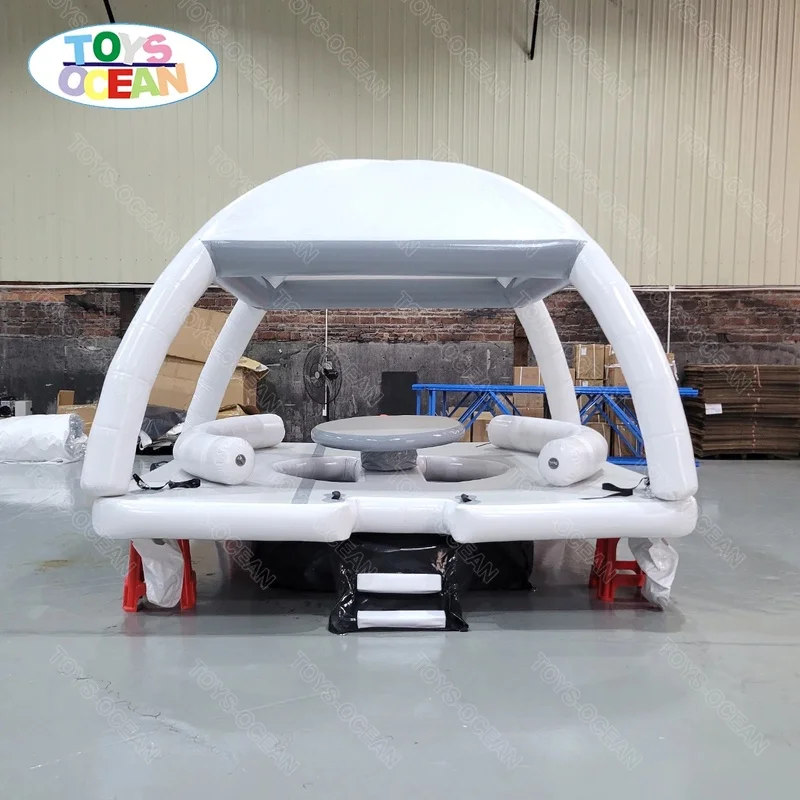 2025 New Hot Sale Inflatable Water Leisure Platform, Floating Island with Tent Water Entertainment Equipment for Sale