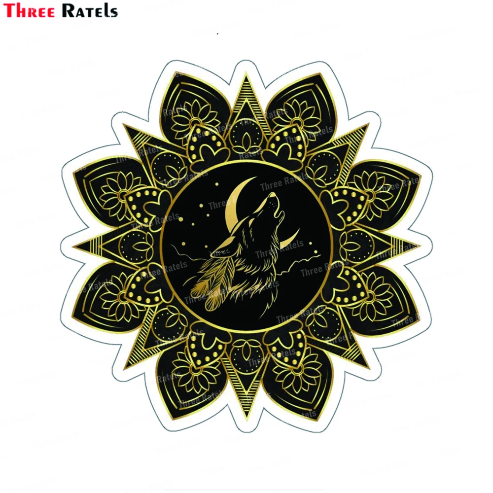 Three Ratels J837 Howling Wolf Luxury Mandala Sticker And Decals Occlusion Scratch DIY Vinyl Material Decor