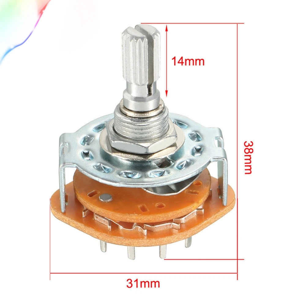 2Pcs  5Pin 1P4T 1 Pole 4 Position Selectable 2 Deck Band Selector Rotary Switch  RS25 1*4