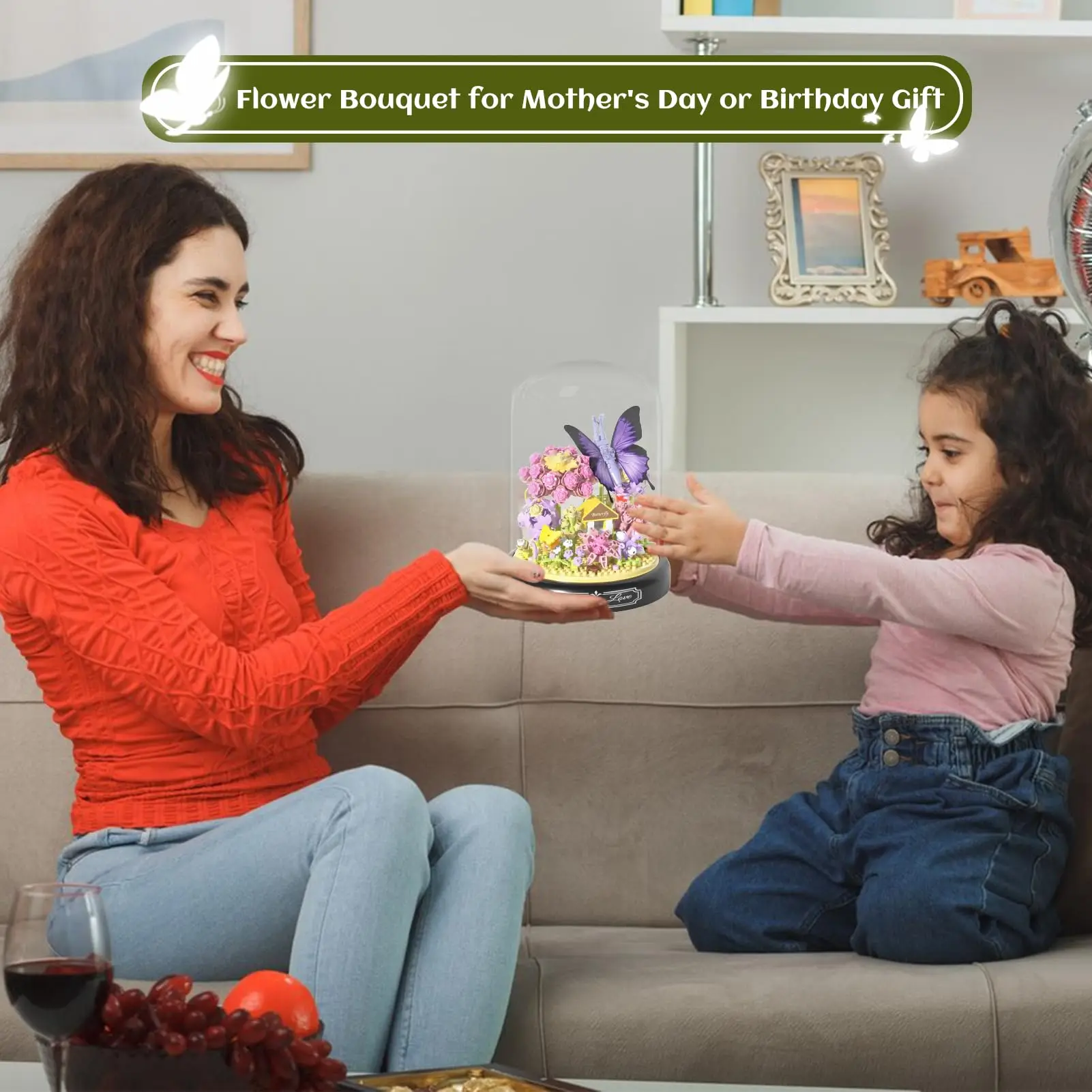 Ensemble de blocs de construction de fleurs d'insectes, abeille, plante papillon, modèle en pot, ensemble de briques avec couvercle anti-poussière, jouets de bricolage pour enfants, cadeaux de vacances