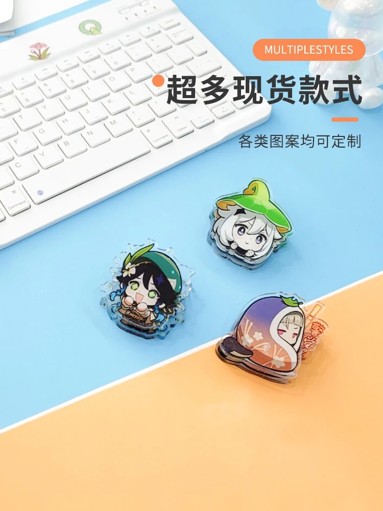 Anime genshin impacto tartaglia paimon cosplay polipropileno clipe caneta caso acrílico transparente personagens dos desenhos animados bonito ambido