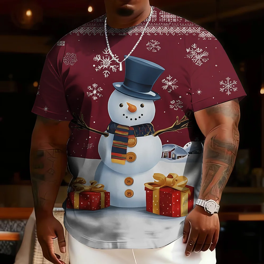 

S-9xl Большой и высокий короткий рукав большого размера (Рождественский элемент) — стильные красно-зеленые оттенки, легкие, подходят для комфорта на весь день