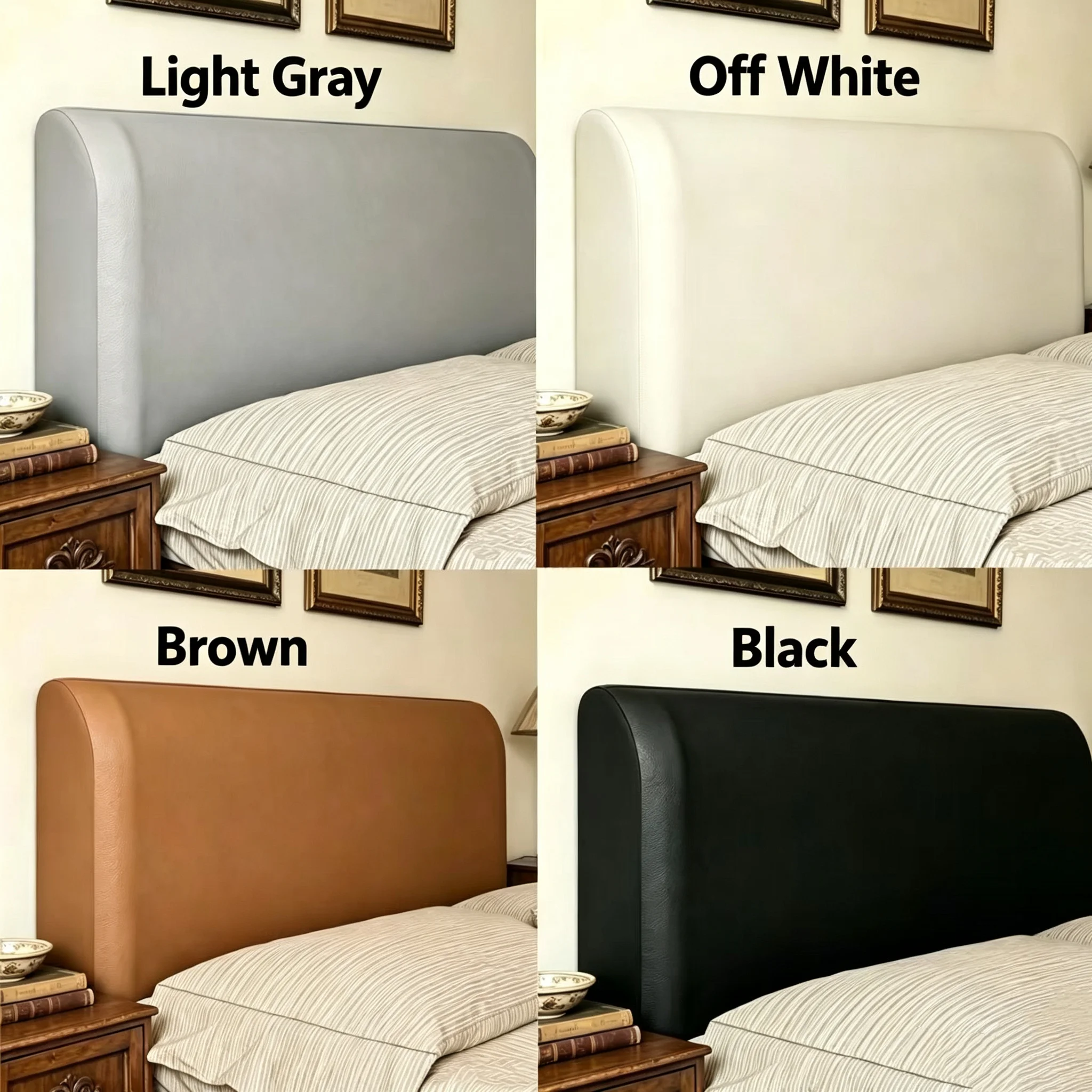 High Quality Waterproof Oilproof PU Leather Stretch Bed Headboard Cover Anti-Scratch Wipeable Headboard Slipcover Dustproof