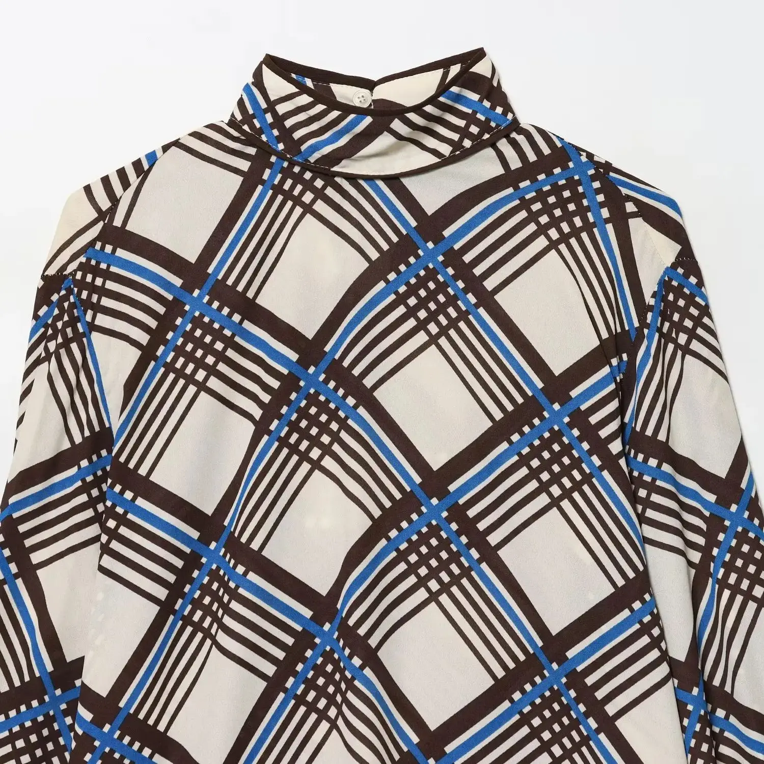 DiYiG FRAU 2025, Winter, neue Mode, Karomuster, einfarbig, Retro-Langarm, Allgleiches, Rollkragenpullover, Blusen