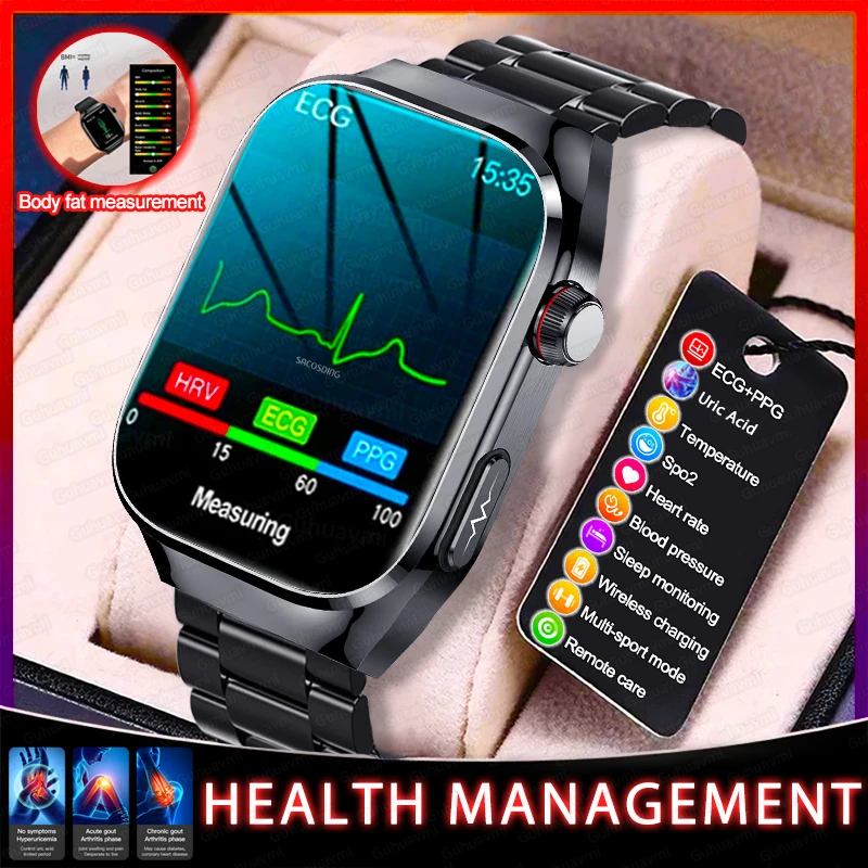 new-ecg-uric-acid-blood-fat-smart-watch-heart-rate-blood-pressure-health-monitoring-professional-diagnosis-smart-watches-for-men