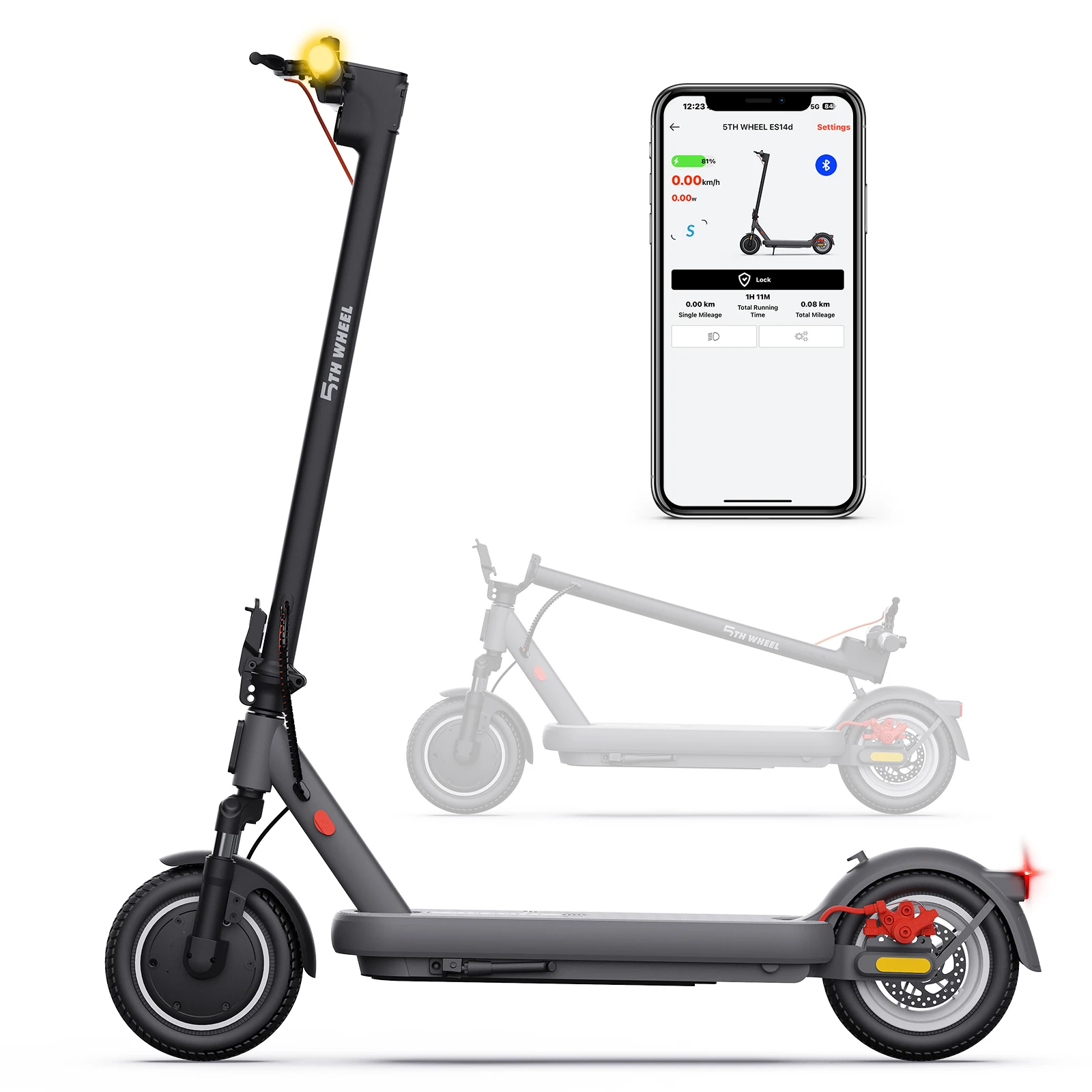 Trottinette électrique 5TH WHEEL 48V 7.5AH avec homologation ABE allemande, moteur 400W, autonomie de 40 km pour adultes, charge maximale de 120 kg