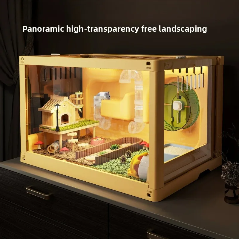 Large Transparent Hamster Cage Luxury Breeding Habitat with Landscape View Spacious Enclosure for Pet Rats Multi Tier Home Base