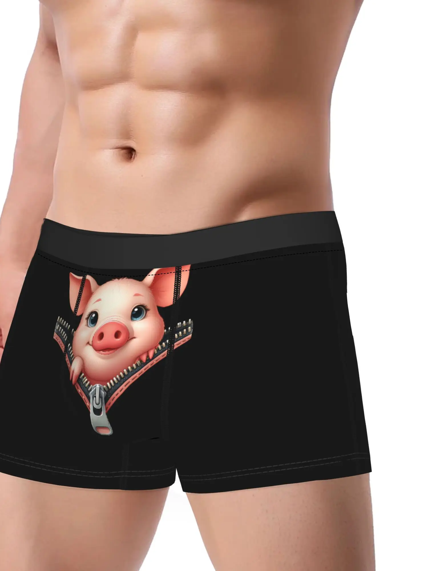 Zipper Cute Animal Pig Underwear Polyester Underpants