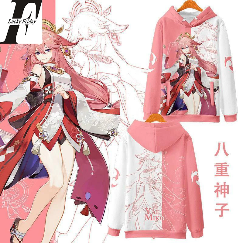 New Print Genshin Impact Yae Miko Japanese Anime 3d Hoodies Sweatshirts Men Women Hooded Tops Casual Long Sleeve Hoodie Pullover