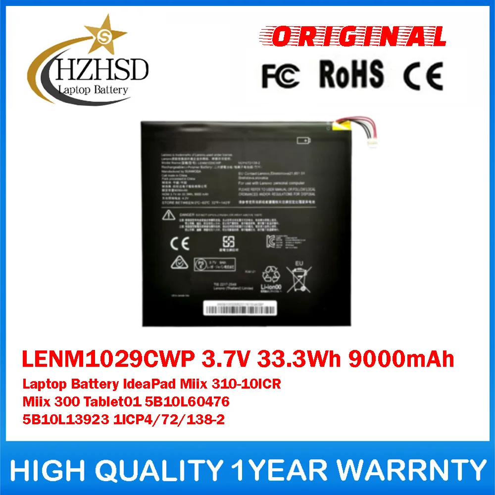 

LENM1029CWP 3.7V 33.3Wh 9000mAh Genuine Original Laptop Battery For Lenovo IdeaPad Miix 310-10ICR Miix 300 Tablet01 5B10L60476
