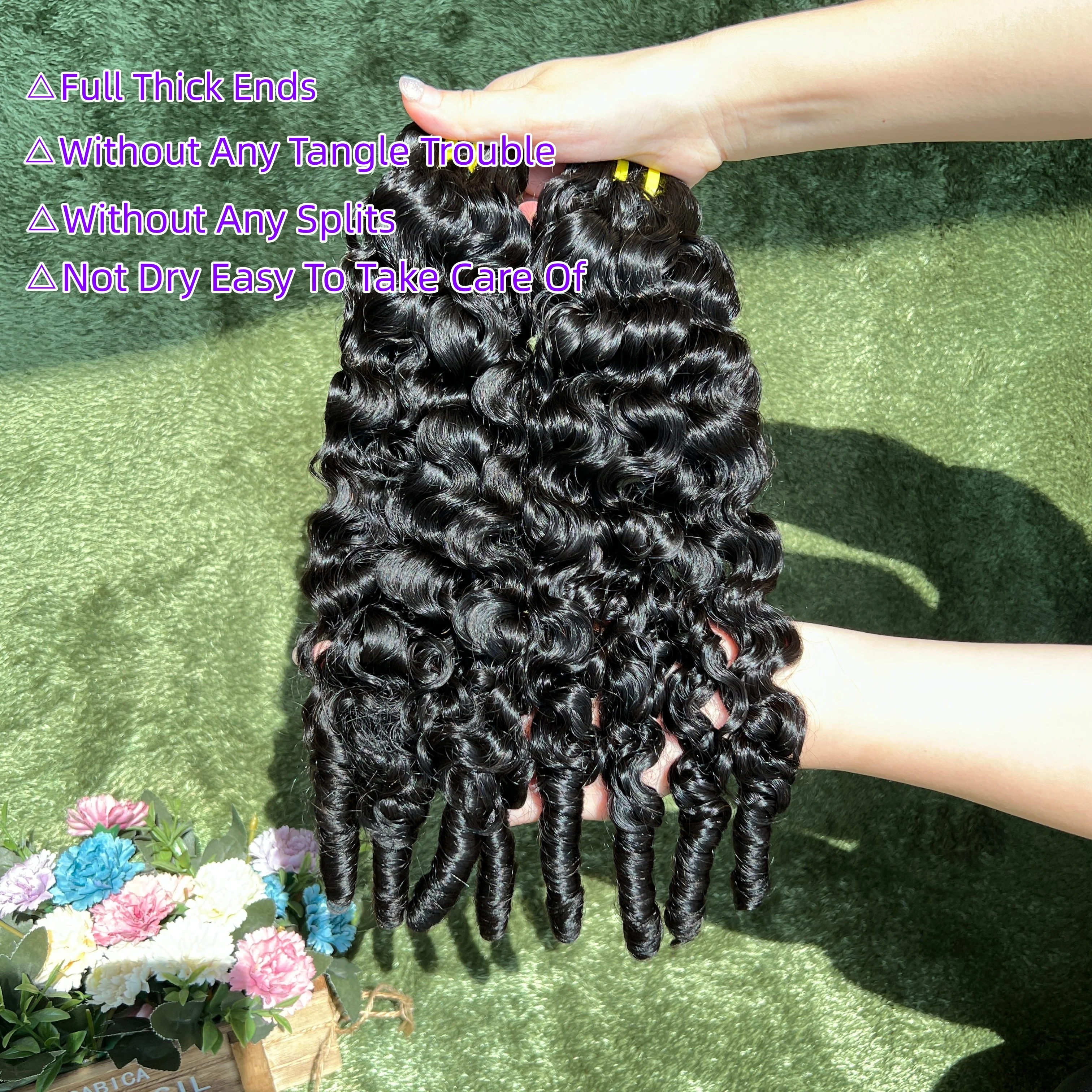15A Burmese Curly Hair Bundles Pixie Curly Bundles Human Hair Virgin Water Wave Human Hair Bundles Weave 1/3/4Pcs Natural Black