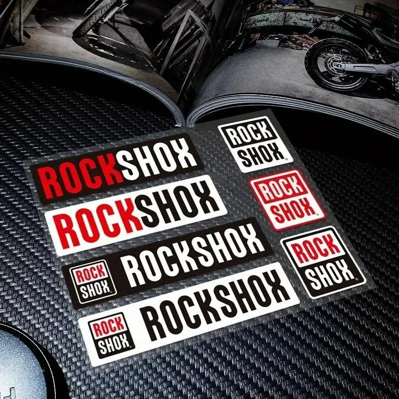 ROCKSHOX Style Bicycle Stickers 2PCS Flat Design Vinyl Decals for Bike Phone Case Luggage Riding Accessories