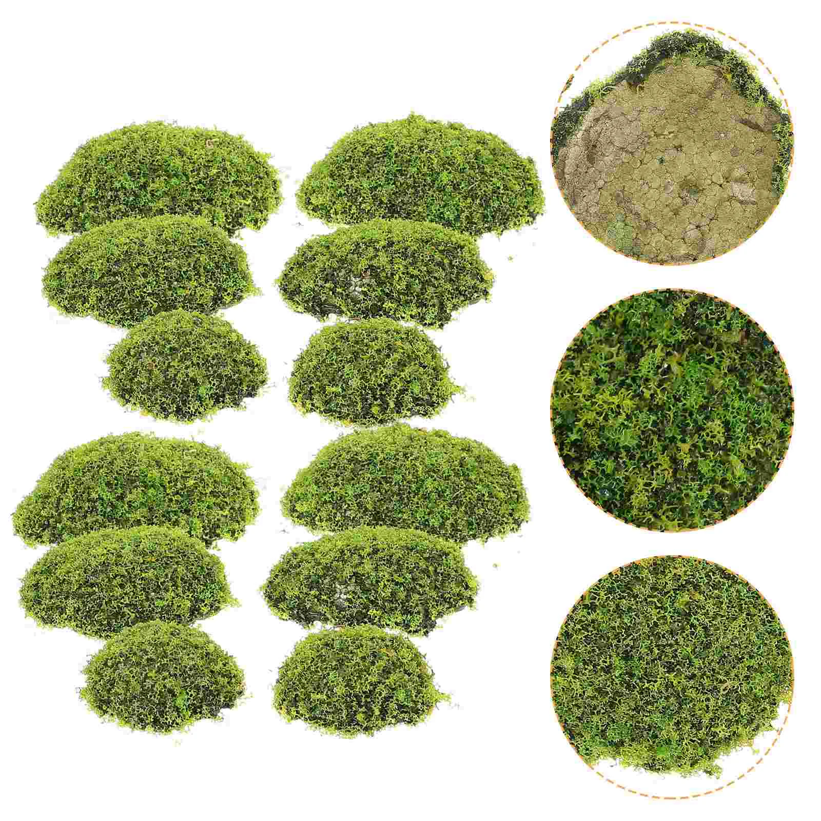 6 Pcs Artificial Moss Block Micro Landscape Stone Decor Imitated DIY Lifelike Mossy Stones Office