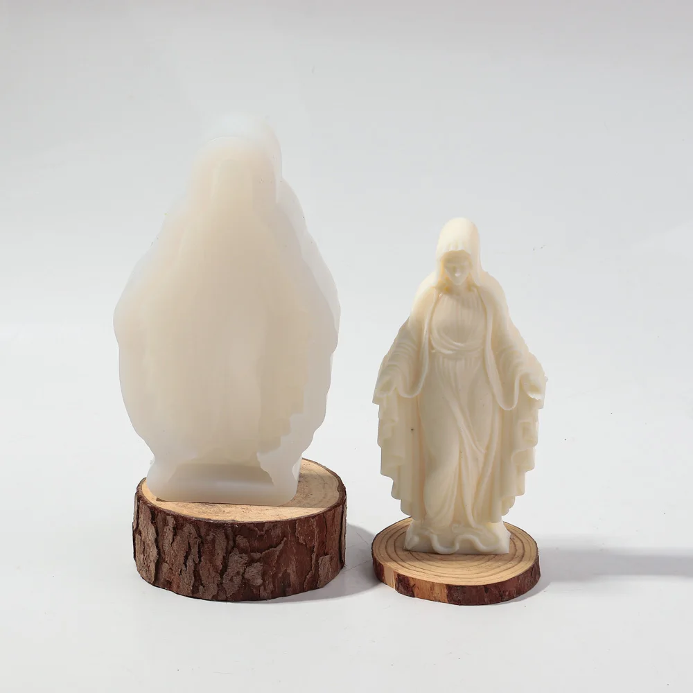 DIY Virgin Mary Candle Gypsum Making Mold Handmade Aromatherapy Candle Resin Making Mold Women Portrait Decor Gifts