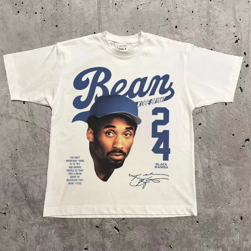 Kobe American High Streetwear Basketball Tops Y2k Oversized Couples Goth Hip Hop Cotton Short Sleeve Men Women Looe T Shirt