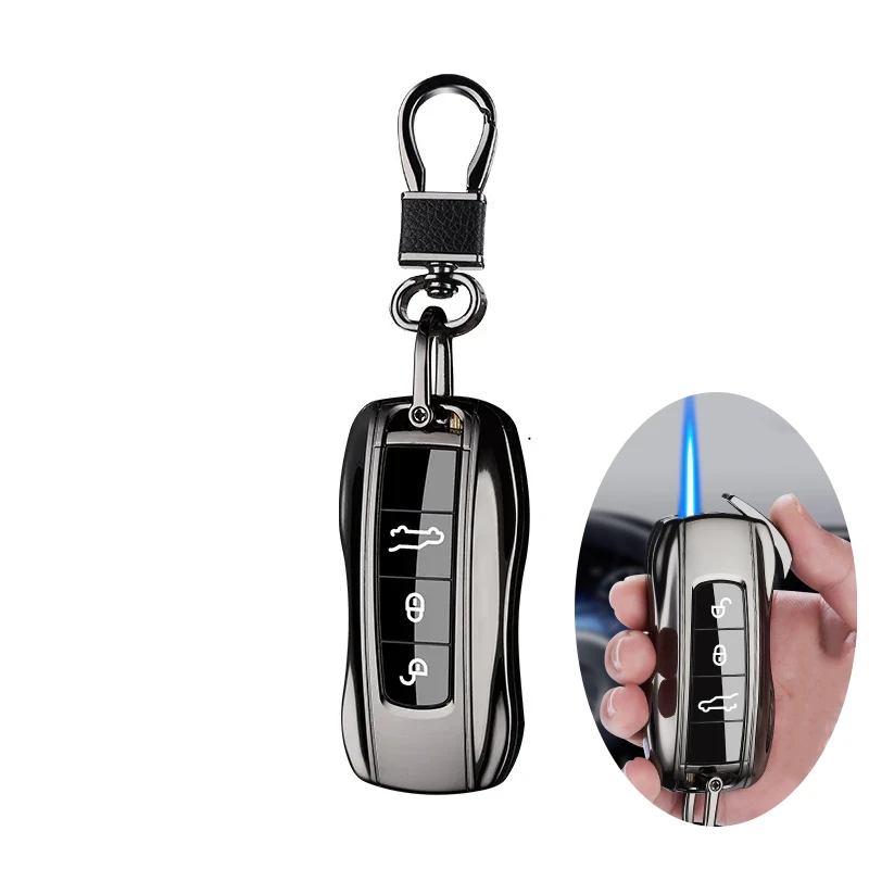 

Windproof Keychain Lighter Metal Turbo Jet Butane Inflatable Cigar Portable Lighter Cigarette Accessories Men's Gift