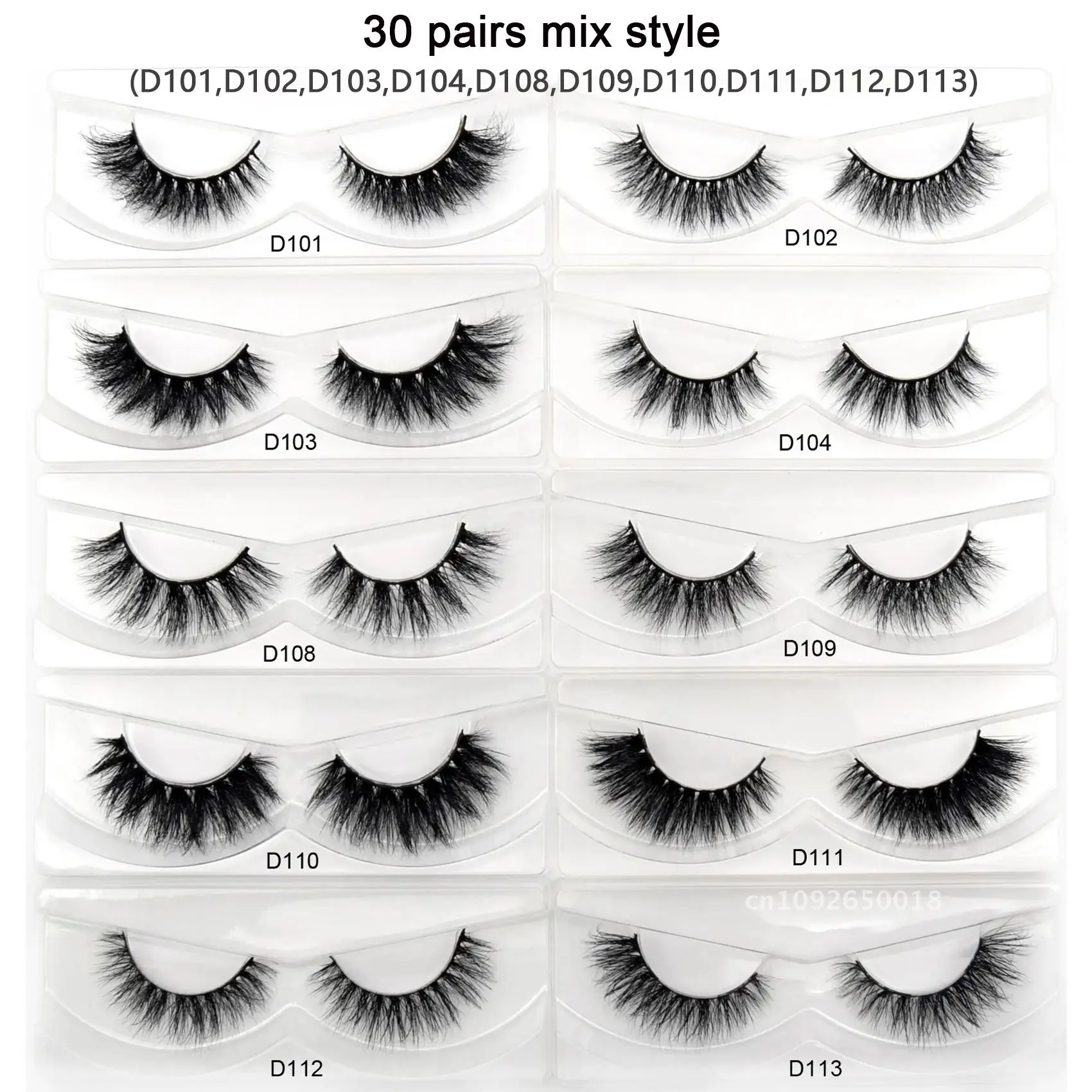 Visofree 30/40/100 paires de cils de vison 3D sans plateau avec boîte faux cils faits à la main cils maquillage bande de vison cilios