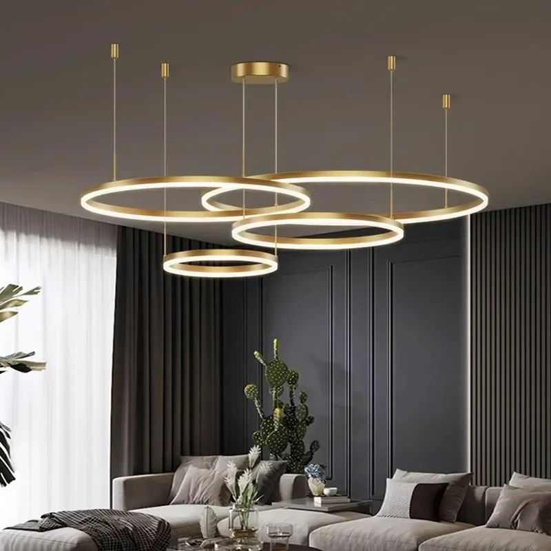 Nordic Modern Minimalist Luxury Ring Pendant Lamp Suitable for Living Rooms Decorative Lighting Ring Light Suspension Lamp