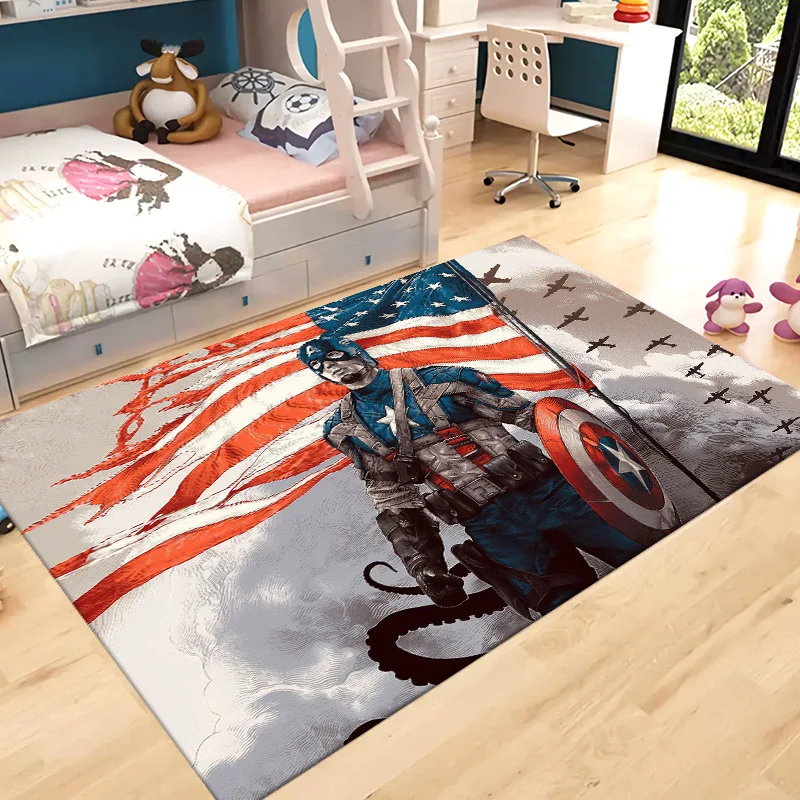 Marvel Avengers League Pattern Home Large Area Carpet Iron Man Living Room Kitchen Anti Slip Rug Bedside Decorative Floor Mat