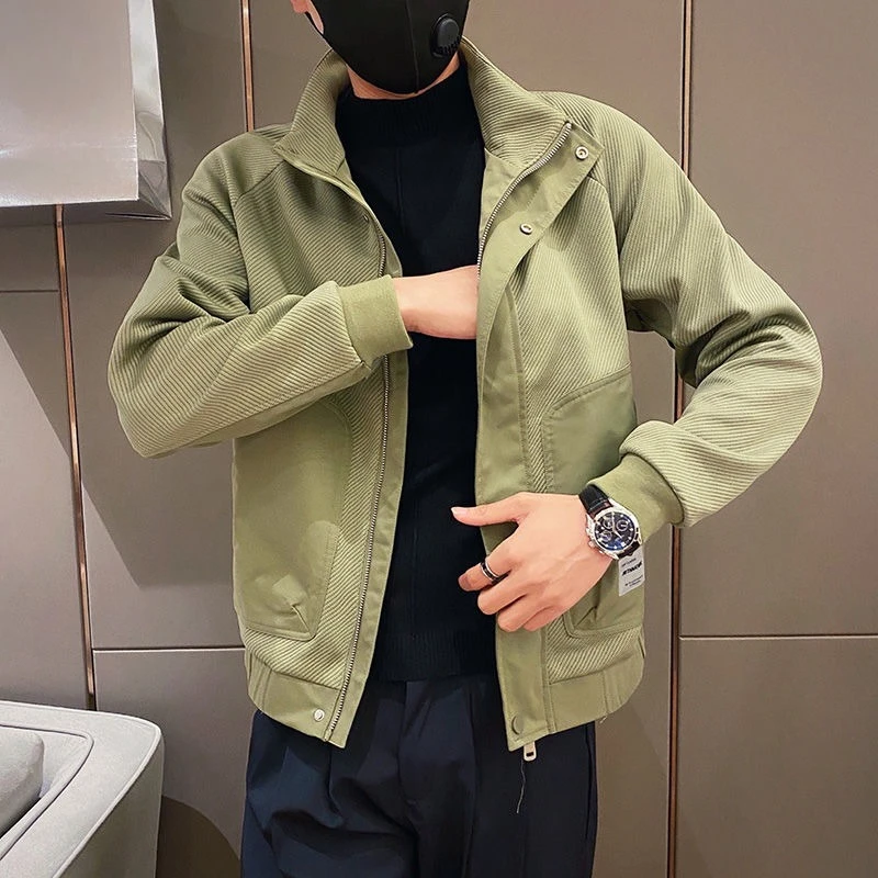 

Мужской осенне-зимний Новое поступление 202, повседневный пиджак с лацканами, уличная одежда в британском стиле, модная тонкая верхняя одежда для мужчин