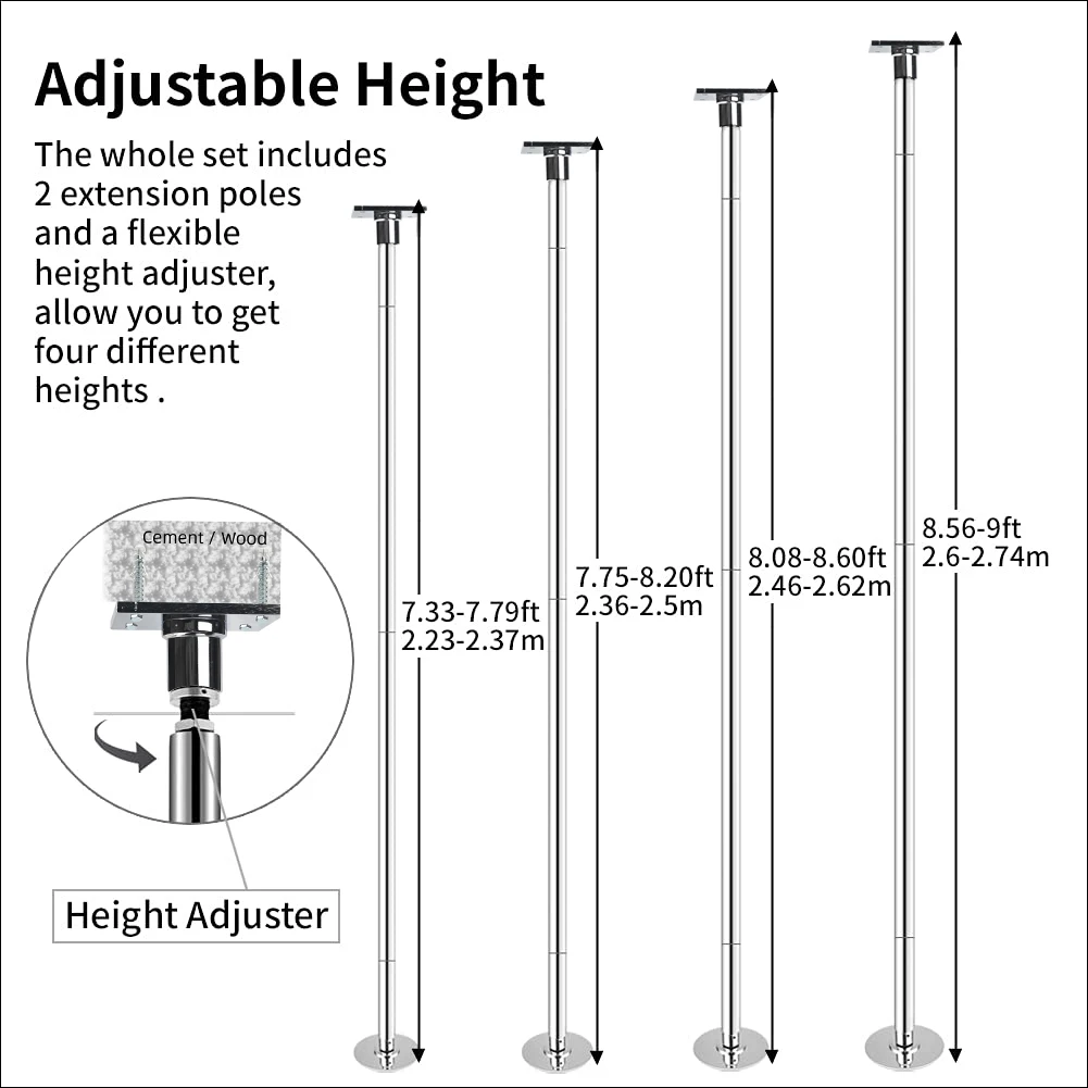 45mm Professional Stripper Pole Dance Spin Pole Home Fitness Exercise Training Pole