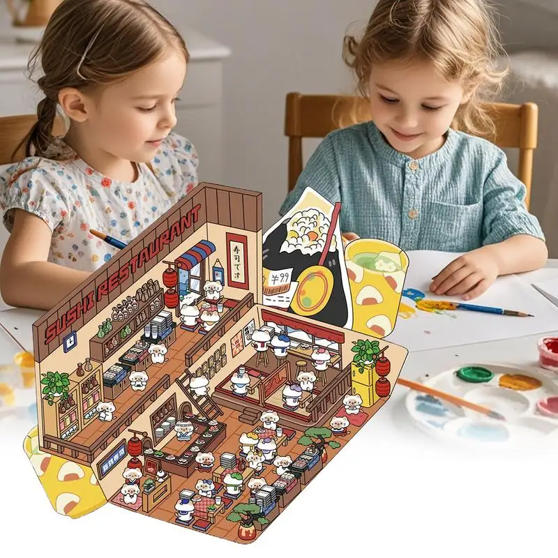 Sticker Scenes For Adults 3D Wall Stickers Make Your Own Miniature Shop Scene Decal Creative Decoration For House Room Notebook