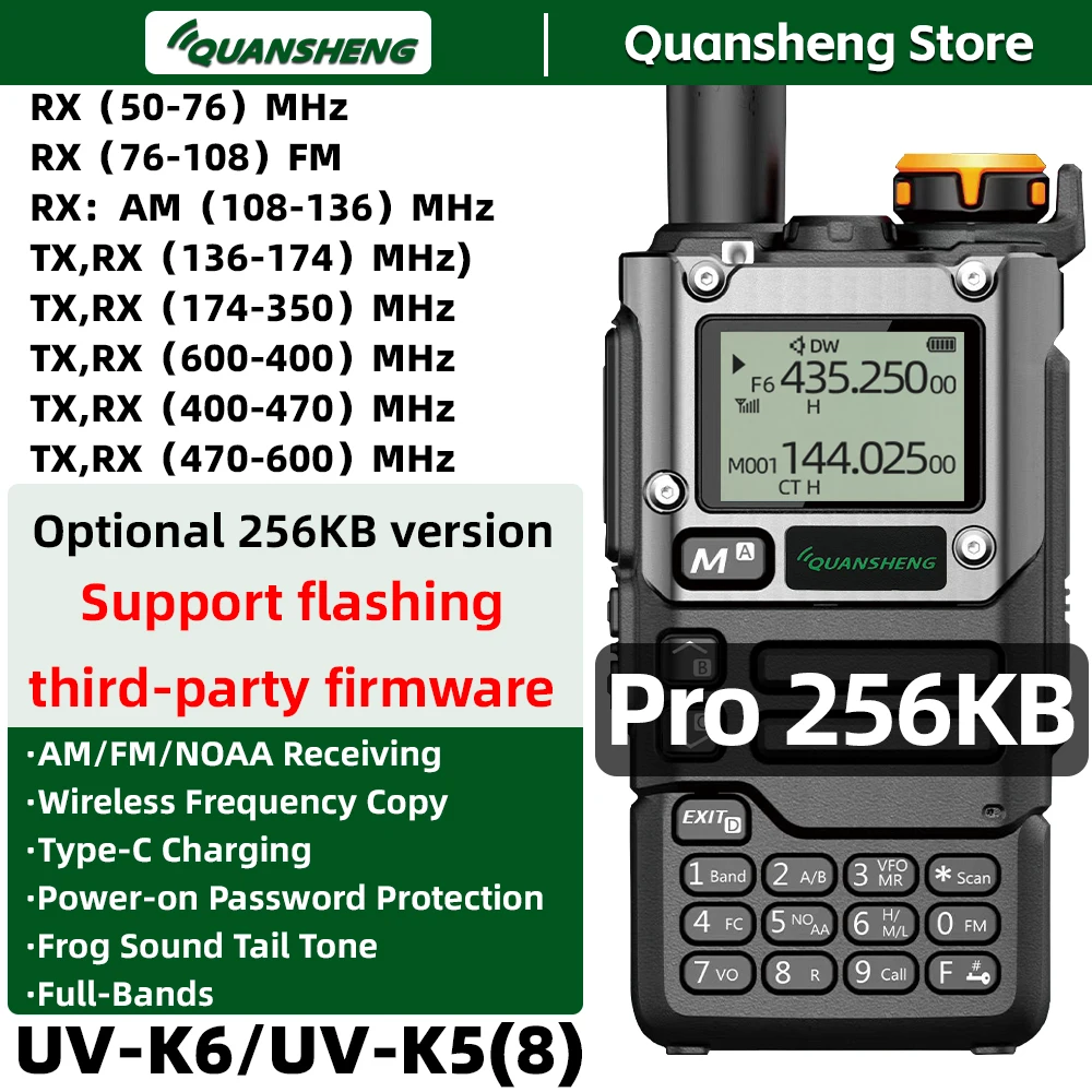 Quansheng UV K5 8 جهاز اتصال لاسلكي 256KB ذاكرة كبيرة K6 طويلة المدى محمولة اتجاهين راديو هام جهاز إرسال واستقبال لاسلكي الاتصالات