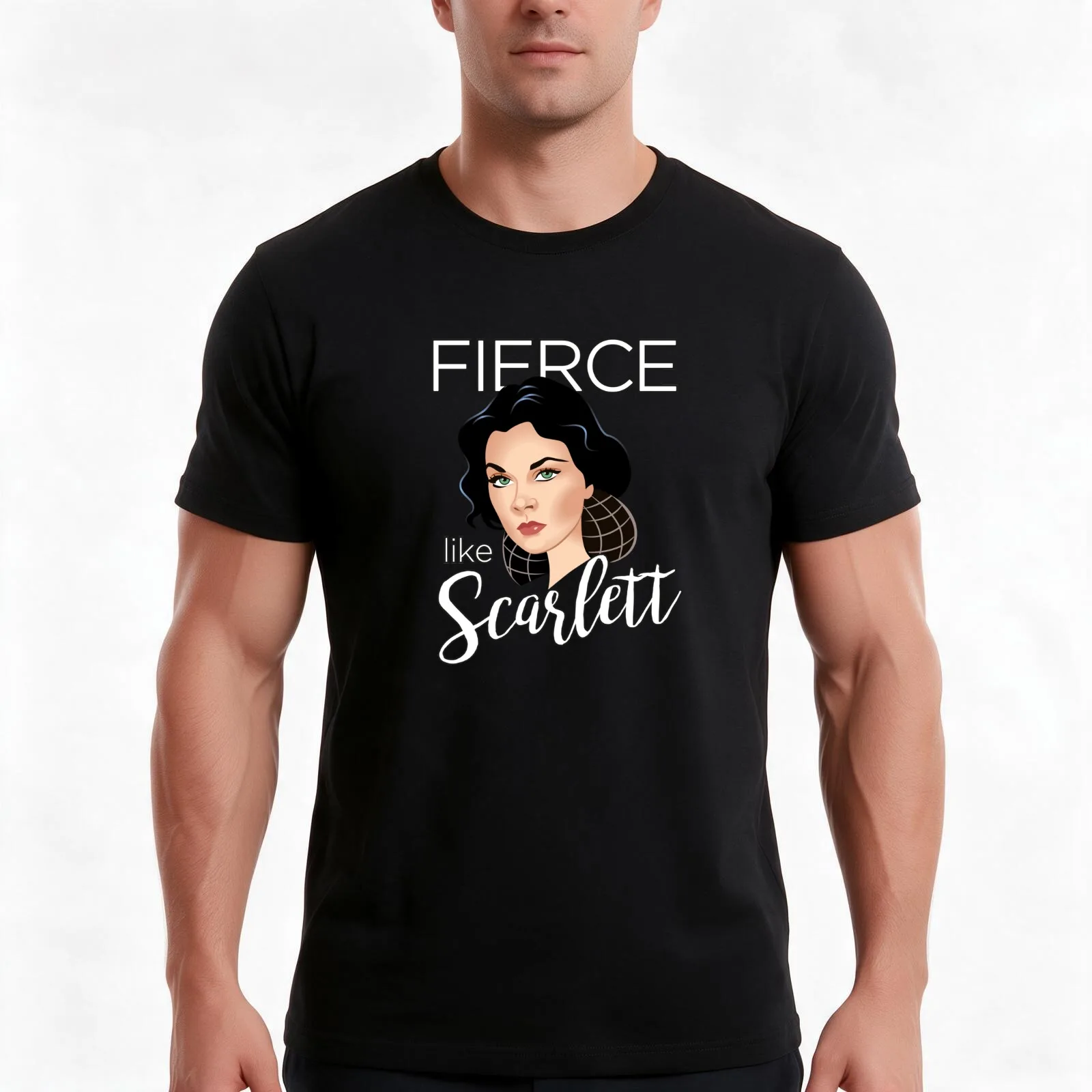 Fierce like Scarlett T-Shirt, Summer Casual Cotton Tee, Oversized Streetwear Tops, Vintage Graphic Print, Loose Fit Short Sleeve