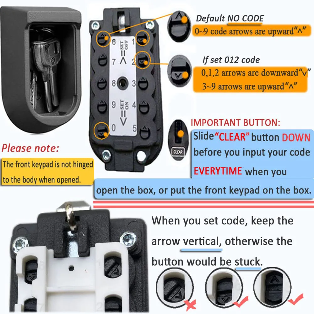 Key Lock Box Wall Mount Waterproof Spare Key Storage Box 10-digit Combination Lockbox Push Button Key Keeper Box for Home office