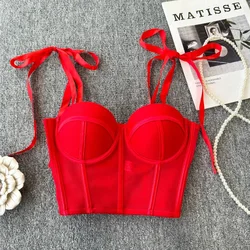 Hotsweet Straps Basics Sleeveless Chic Body Shaping Corset Sexy Slim Camis Top French Streetwear High Street Autumn Clothing