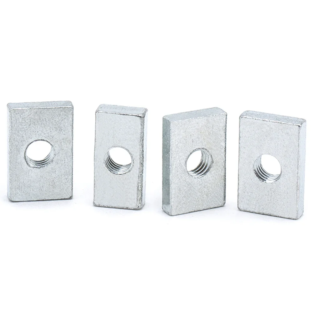 10/50pcs M3 M4 M5 M6 M8 Square Nut Rectangular Nuts Thin Slider Block Nuts Zinc-Plated Carbon Steel Aluminum Profile Accessory