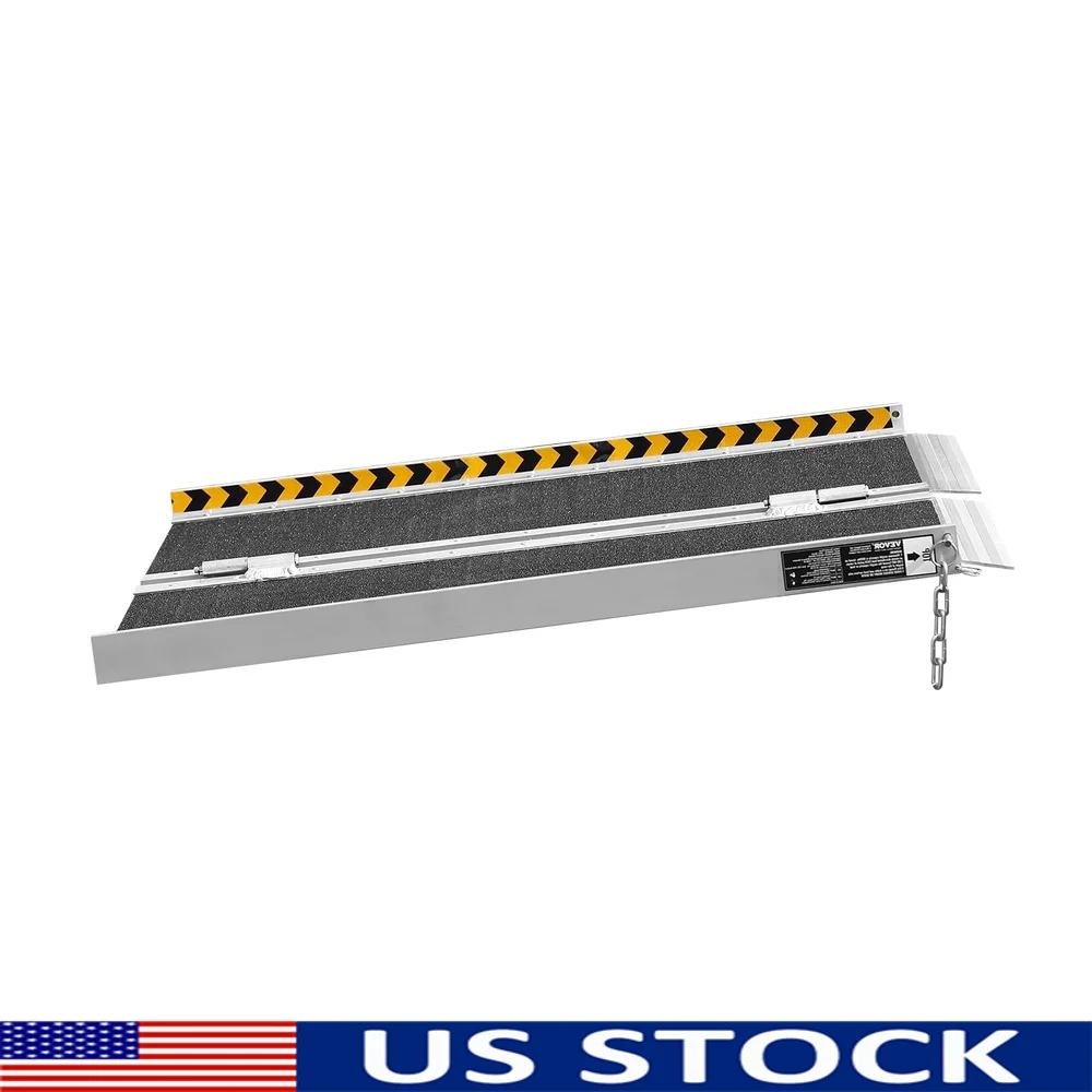 

Portable Aluminum Folding Wheelchair Ramp 800lbs Capacity Handicap Mobility Aid Non-Slip Durable Easy Setup Compact Design