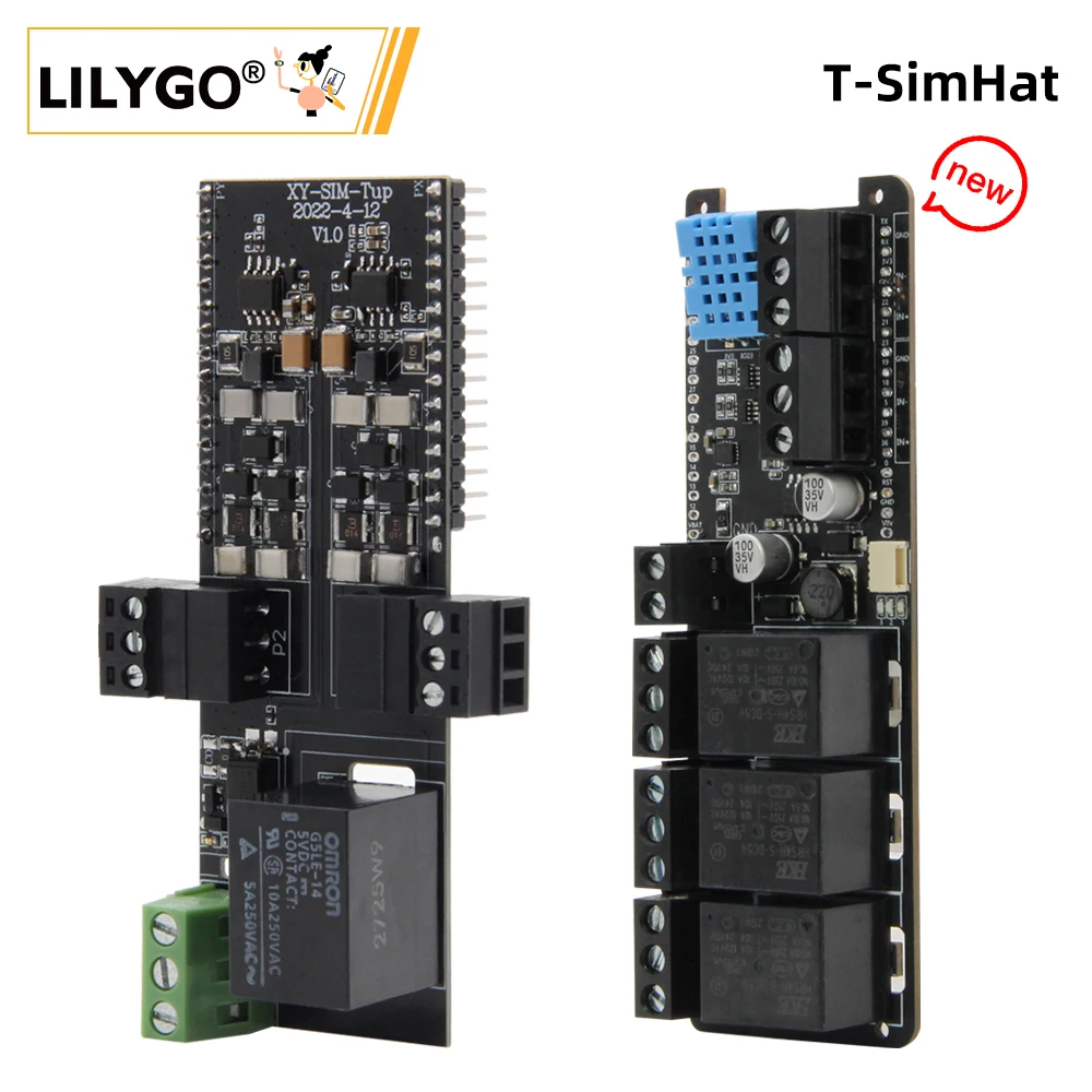 LILYGO® T-SimHat Karta rozszerzenia t-simhat z przekaźnikiem CAN RS485 1/3 DHT11 INA219 QMI8658 kompatybilny z serią T-SIM7000/A7670/A7608
