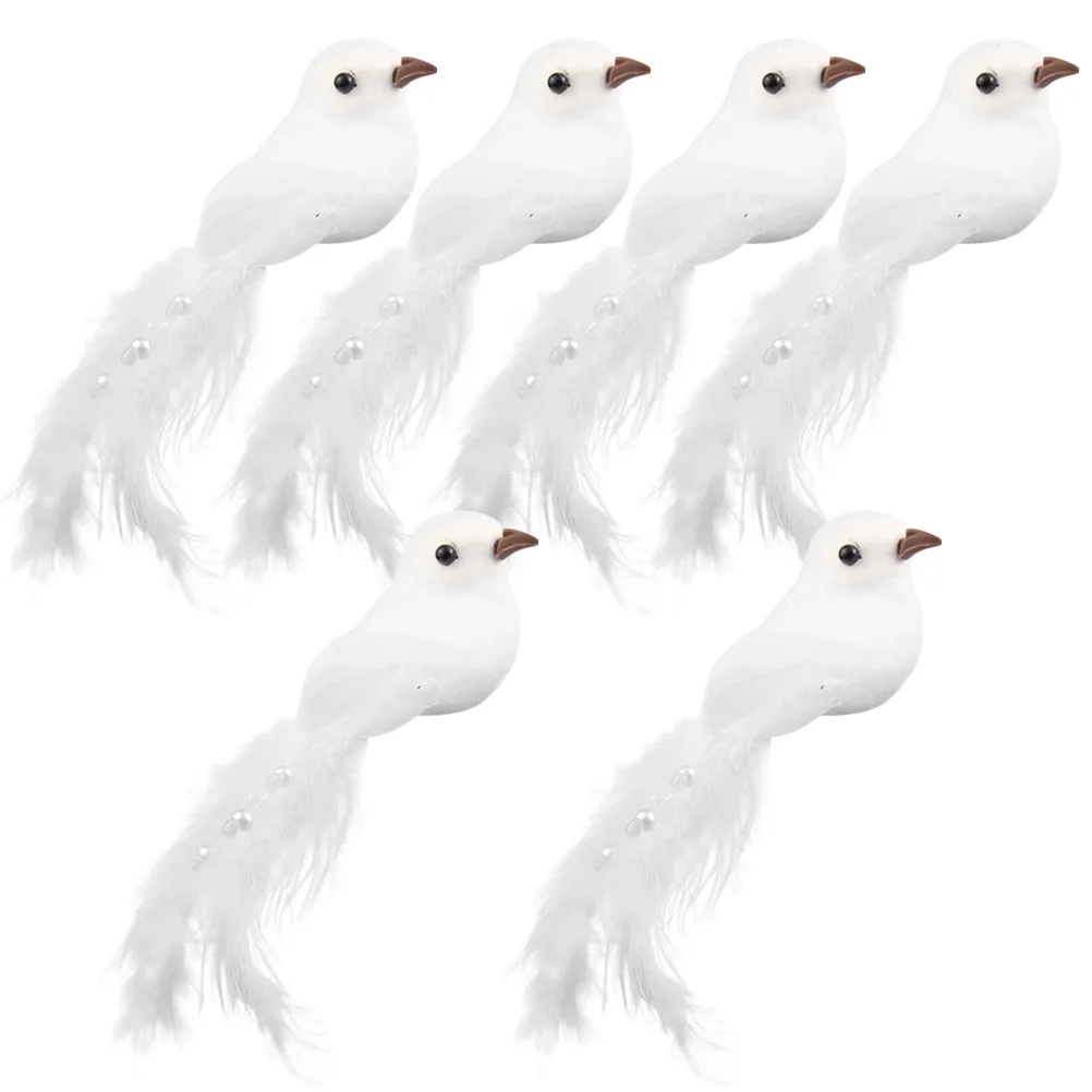 

6Pcs Realistic Simulation Bird Decor Artificial Clip Ornaments Wedding Easter Garden Party Artificial Bird with Clip