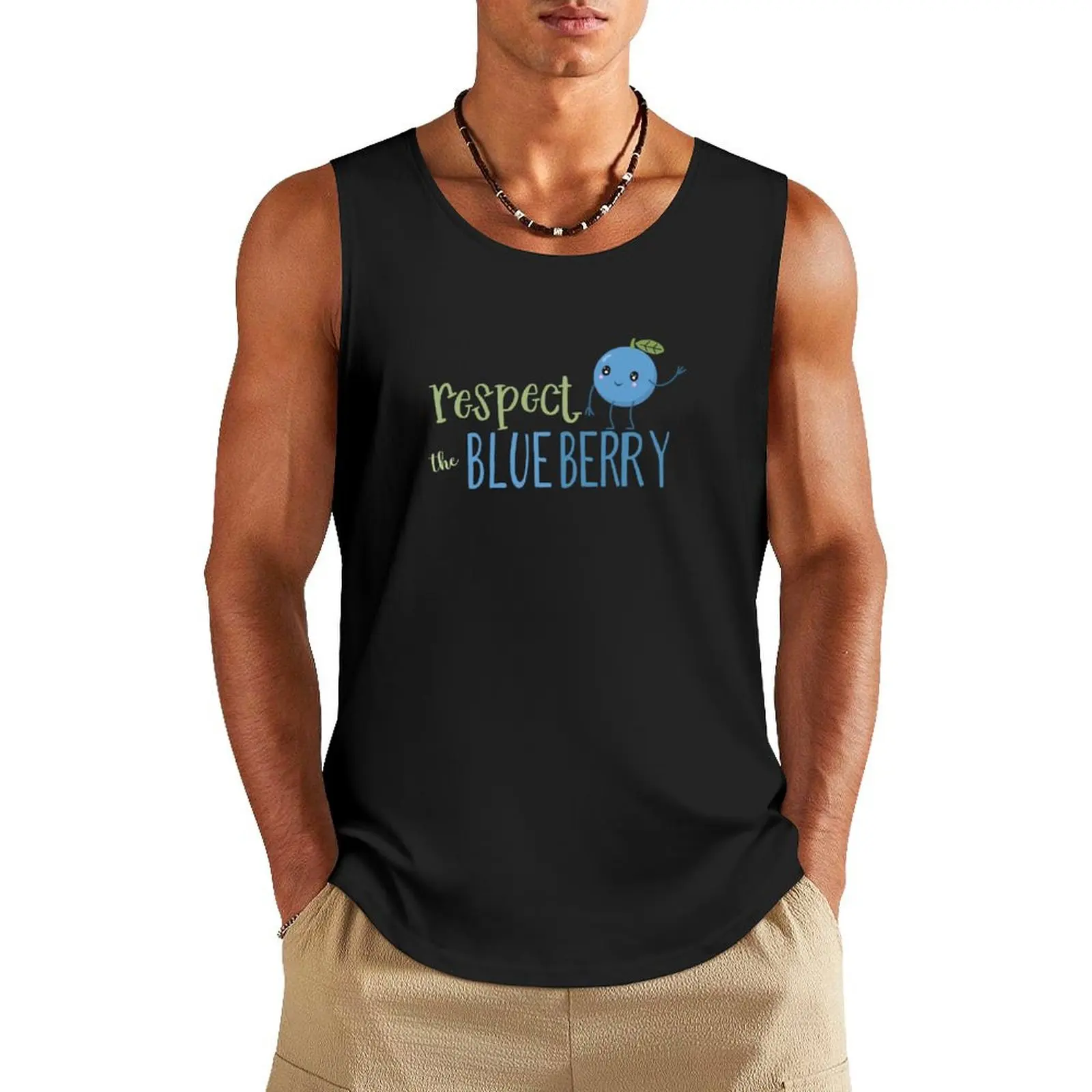 Respect The Blueberry - Cute Tank Top men gym clothing Sleeveless men singlet for men